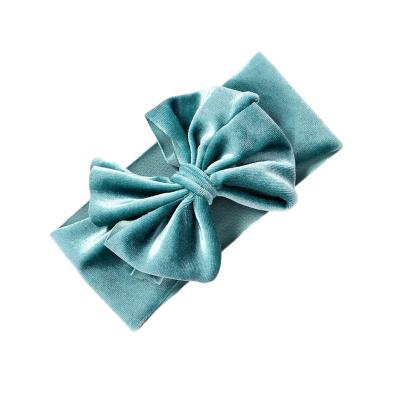 China thick & Soft Elastic Stretchy Soft Nylon Wide Bow Baby Headbands Velvet Bowknot Headbands Bows Knot Turban Headwraps Hair Bows Accessories for sale