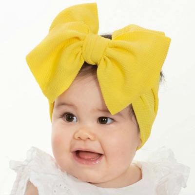 China Large Hair Bow Stretchy Soft Nylon Wide Headband Bowknot Headbands Bows Knot Turban Headwraps Hair Bows Accessories For Baby Wholesale for sale