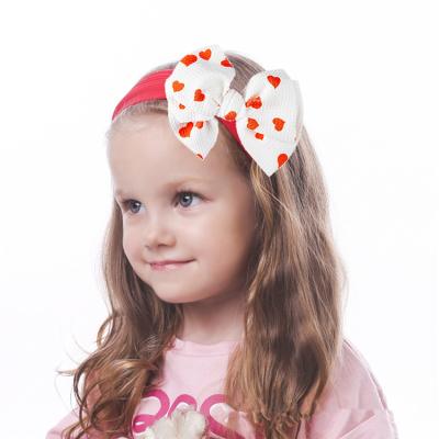 China Wholesale 6 Inch Large Flower Print Bow Headbands Headwraps Super Stretch Nylon Turban Hair Accessories Print Hair Bow For Babies for sale