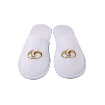 China New Style Lightweight Velvet Hotel Style Disposable Slippers Logo Luxury Terry Spa Slipper Custom Made For Women Men for sale