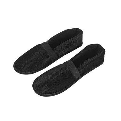 China Fashion\New Design Disposable Slipper Hotel Slipper Comfortable\Durable Black Cotton For Men's Spa Nail Salon Shoes for sale