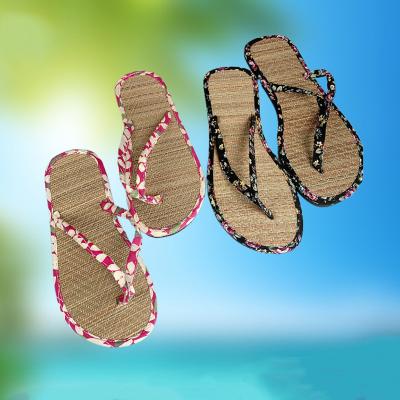 China Fashion Trend Wholesale Custom Home Flip Flops Custom Logo Eco Straw Slippers Women Bamboo Slipper Slippers for sale