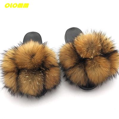 China Fashion Trend Wholesale Women Indoor Outdoor Fur Slides Fluffy Flat Sandals Female Cute House Shoes Woman Fur Slides for sale