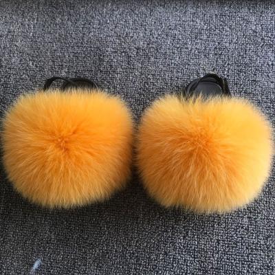 China New fashion trend children's fox fur slippers sandals home outdoor children toddler furry children's beach sandals slippers for sale