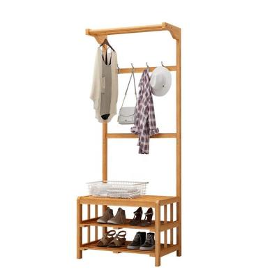 China Sustainable Home Furniture Simple Hanging Bamboo Clothes Rack for sale