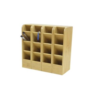 China Europe\North America Desktop Bamboo Organizer, DIY Multifunctional Pen Holder Box, Office Stationery, Home Office Supply Storage Rack for sale