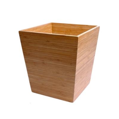 China Sustainable Bamboo Waste Paper Bin, Small Square Trash Can for Bathroom, Bedroom, Dorm, College, Office for sale