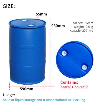 China HDPE 200 Liter Plastic Storage Barrel 200L Raw Material Plastic ISO9001 for sale