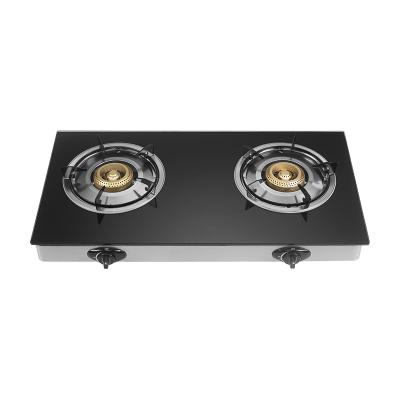 China Top Selling Easily Cleaned Tempered Glass Table Top Gas Cooktops Kitchen Appliances Double Burner Gas Stove for sale