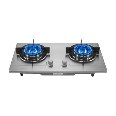 China Easily cleaned stainless steel gas cooking stove with double burner built in gas cooktops kitchen appliance for sale