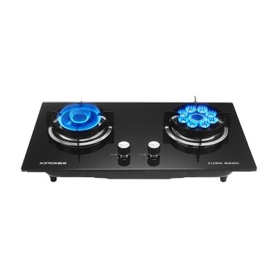 China XINQI T555 Gas Cooker Dual Burner Model High Quality Built-in Copper Gas Stove Easily Cleaned for sale