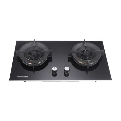 China Easily Cleaned Element Two Burner Cooking Gas Cooktop Kitchen Household Gas Stove Tempered Glass Gas Hob for sale