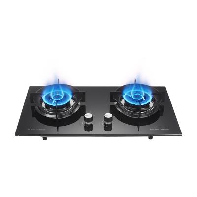 China Kitchen equipment N.G. built-in double gas burner cooktop gas cooker / gas stove easily cleaned for sale