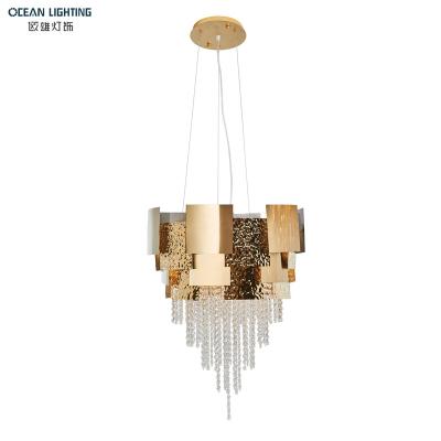 China Contemporary Gold Modern Pendant Light Lamps Chain Chandelier Hot Sale Modern Hanging Crystal Light for sale