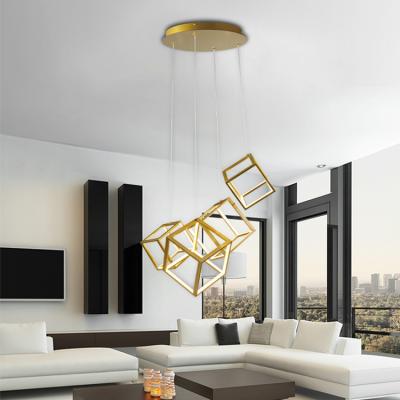 China Modern Single Silicone Aluminum 4 Heads White/Black Modern Modern 90W Cube Pendant Lamp Pendant Light LED Chandeliers for sale