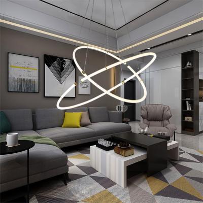 China 70W Modern Golden Circular Pendant Lamp Modern LED Pendant Lamp Iron PVC RTS Light Luxury Chandeliers and Lamps for sale