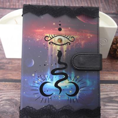 China Natural Gemstone Infused Customized Logo Design Wholesale New Design Triple Moon Goddess Journal Customized PU Leather Crystal Notebook Cover for sale