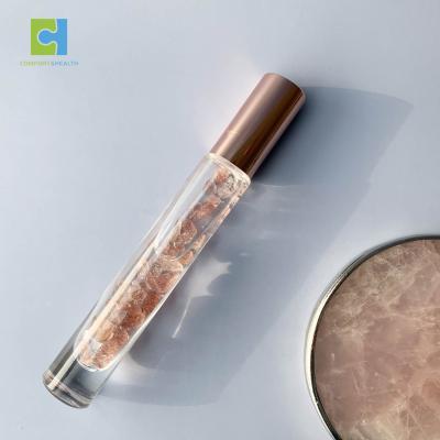 China High Quality Empty Private Label Crystal Rose Gold Moisturizer Essential Oil 10ml Glass Bottle Lid Gem Roller Bottles for sale