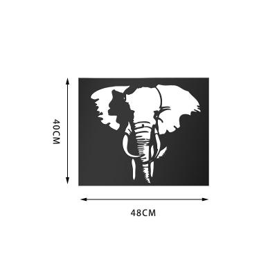 China Hot-selling Minimalist Black Iron Elephant Pattern Home Decor Wall Art Metal Wall Interior Decoration for sale