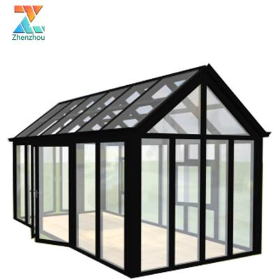 China Modern Mini Metal Outdoor Garden Glass Green Bedroom Sunroom With Extrusion Aluminum Profile Frame Exterior Sun Room Finish for sale