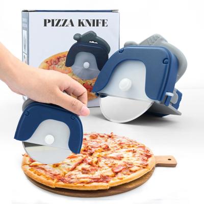 China Amazon Viable Hot Sale Plastic Handle Pizza Knife Slicer Stainless Steel Wheel Pizza Cutter With Gift Box for sale