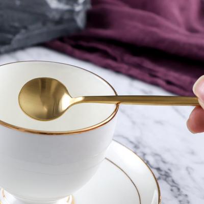 China Honey Clip Coffee Real Fashion Top Tea Viable Silver Gold Plated Black Stainless Spoons Gift Dessert Spoon Set for sale