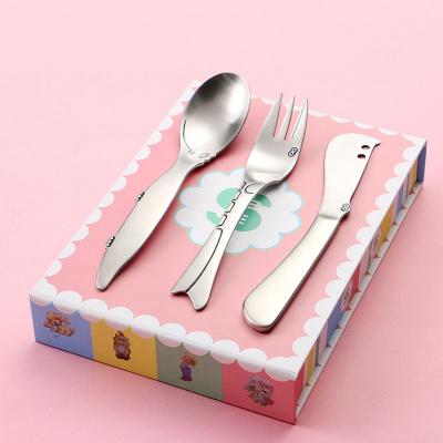 China Viable Viable Overall Food Grade Stock High Quality Stainless Steel Children's Spoon And Fork Set School Children's Cutlery Set for sale