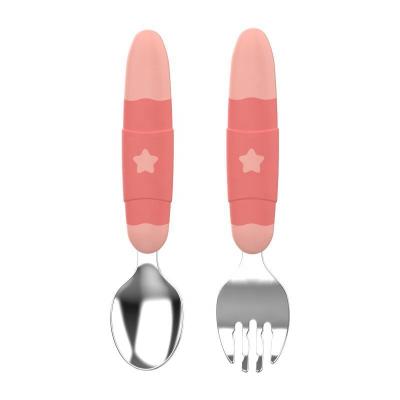 China Food Grade Viable Stainless Steel Kids Spoon Camping And Fork Set School Travel Kids Cutlery Stock Set for sale