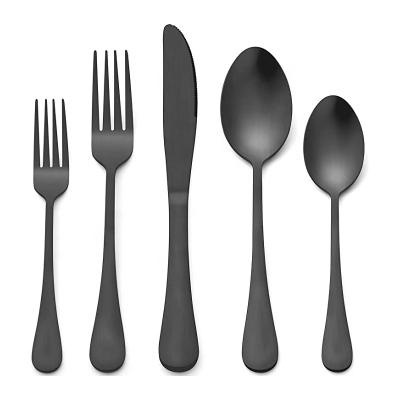 China Amazon Hot Sale Wholesale Viable 5 Piece Matte Flatware Stainless Steel Black Flatware Set Silverware for sale