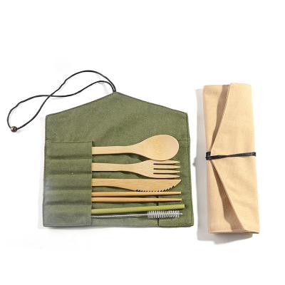 China Sustainable Eco-friendly Portable Bamboo Cutlery Set Sustainable Logo Natural Bamboo Traveling Reusable Cutlery Set for sale