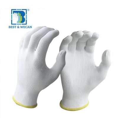 China Best&We Breathable Can Lightweight Breathable 13G Polyester Work Liner Gloves Clean Dust Proof Gloves For Construction Launder White for sale