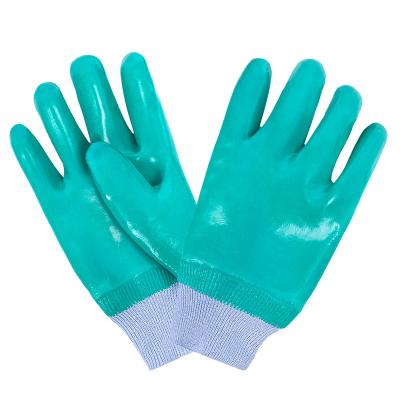 China Liquid Waterproof Oil Resistant Protection Reusable Reusable PVC Fully Dipping Safety Work Gloves With Cotton Interlock Scratching Knitted Wrist for sale