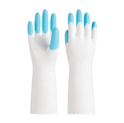 China Fingertip Reinforcing Extra Increase In Finger No Non-slip Dishwashing Waterproof Household Powder PVC Kitchen Work Cleaning Gardening Glove for sale