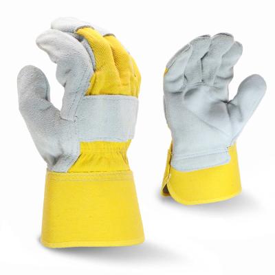 China Working Best&We Can Hard Wear Palm Padded Cow Split Leather Construction Garden Safety Work Glove for sale