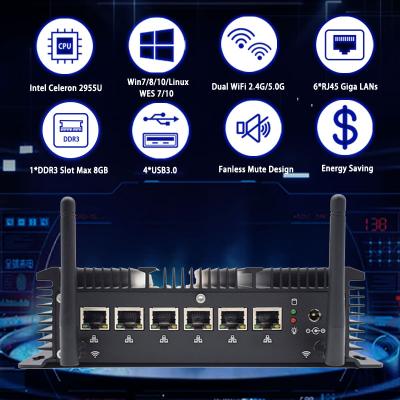 China Firewall Linux Intel Celeron 2955U Processor Intel HD Graphics WES 7 10 Desktop Mini PC For Industrial for sale