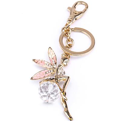 China Hot Selling Personalized Cute Keychain Crystal Zinc Alloy Souvenir Rhinestone Bag Charm Rhinestone Flower Magic Key Chain Pendant Key Ring For Gift for sale