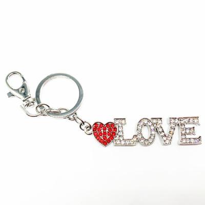 China Modern And Stylish Simple Rhinestone Alphabet Heart Love Letter Key Chain for sale