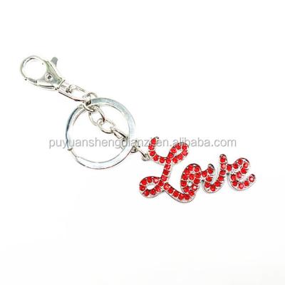 China Hot Selling Zinc Alloy Rhinestone Purse Charm I Love Keepsake Birthday Graduation Pendant Key Chain I Love You For Gift for sale