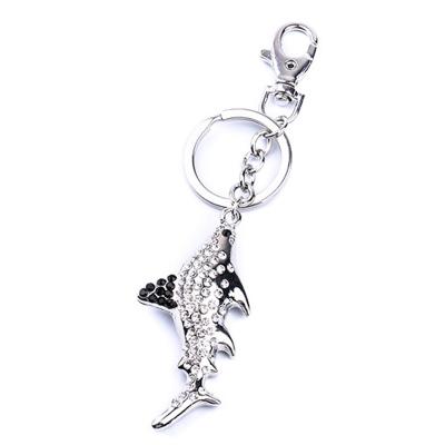 China Customized Cute OCEAN Series Crystal Rhinestone Zinc Alloy Shark Key Chain OCEAN Series Cool Keepsake Gift Graduation For Wallet Pendant for sale