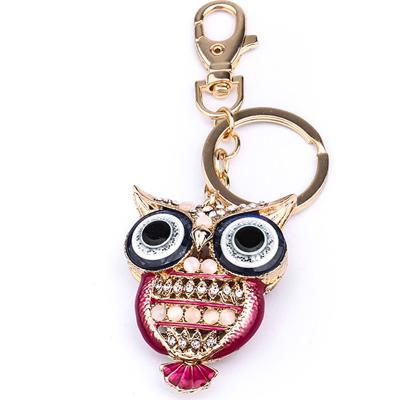 China Glitter Pendant Crystal Zinc Alloy Rhinestone Bling Owl Keychain Keychain Keyring Graduation Custom Cute Cute Pop for sale