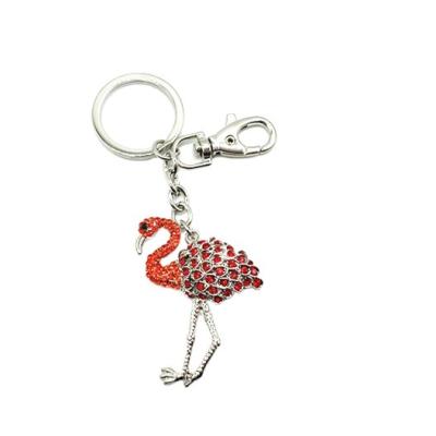 China Wholesale Cute Custom Flamingo Crystal Zinc Alloy Diamond Rhinestone Metal Key Chain for sale