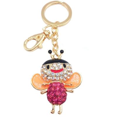 China Wholesale Custom Graduation Gift Cute Glitter Keepsake New Crystal Rhinestone Pendant Bee Keychain For Gift for sale