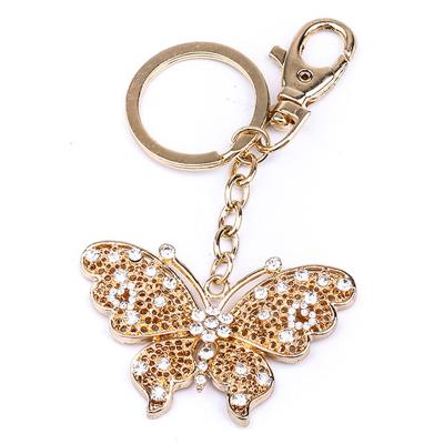 China Custom Metal Crystal Zinc Alloy Rhinestone Butterfly Kids Key Chains Key Chains Girly Souvenirs Gift for sale