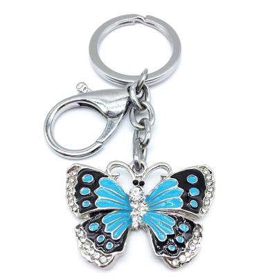 China Wholesale Hot Sale Cute Rhinestone Butterfly Crystal Zinc Alloy Keychains Graduation Keepsake Wedding Gift For Customize for sale