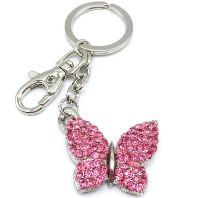 China Wholesale Cute Colorful Cute Butterfly Custom Rhinestone Souvenir Bag Accessories Key Chain for sale