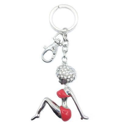 China Wholesale personalized zinc alloy keychains fashion keepsake graduation crystal rhinestone bag charm cartoon ballet keychains for car keys for sale