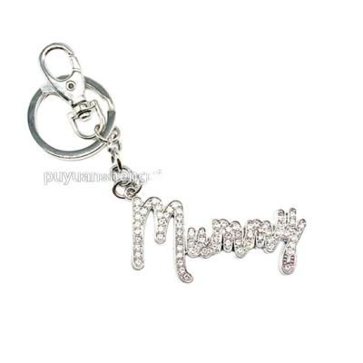 China Fashion Hot Selling Rhinestone Mothers Day Souvenir Graduation Birthday Small Gold Zinc Alloy Letter Key Chain for sale