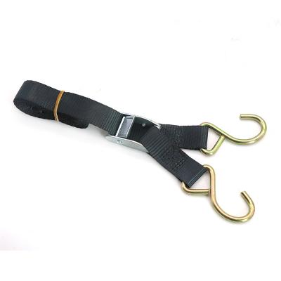 China Cargo control Factory direct sale Steel Ratchet Tie Customized Rachet Strap with S Hooks Black Lashing Cargo Belt for sale