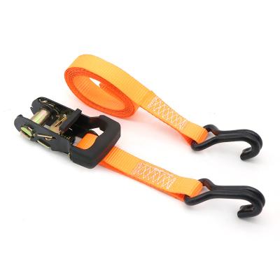 China Cargo control Orange Steel Ratchet Tie Wholesale Rachet Strap with Double J Hooks Customized Lashing Cargo Belt for sale