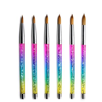 China Beauty Care Makeup Tools 100% Acrylic Brush 6#-16# OEM Kolinsky Germany Nail Brush Glitter Colored Kolinsky Hair Nail Art Brushes for sale